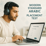 Student taking the Modern Standard Arabic placement test online